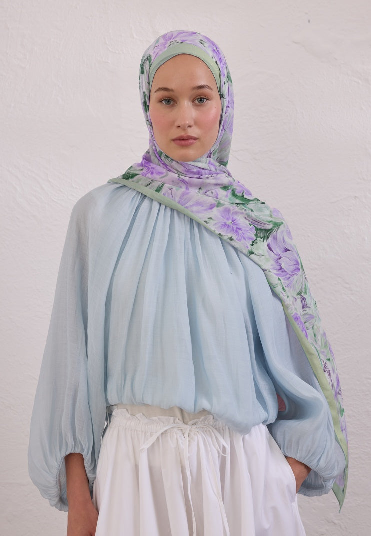 PURE FLORA PATTERN RAMI HIJAB MINT