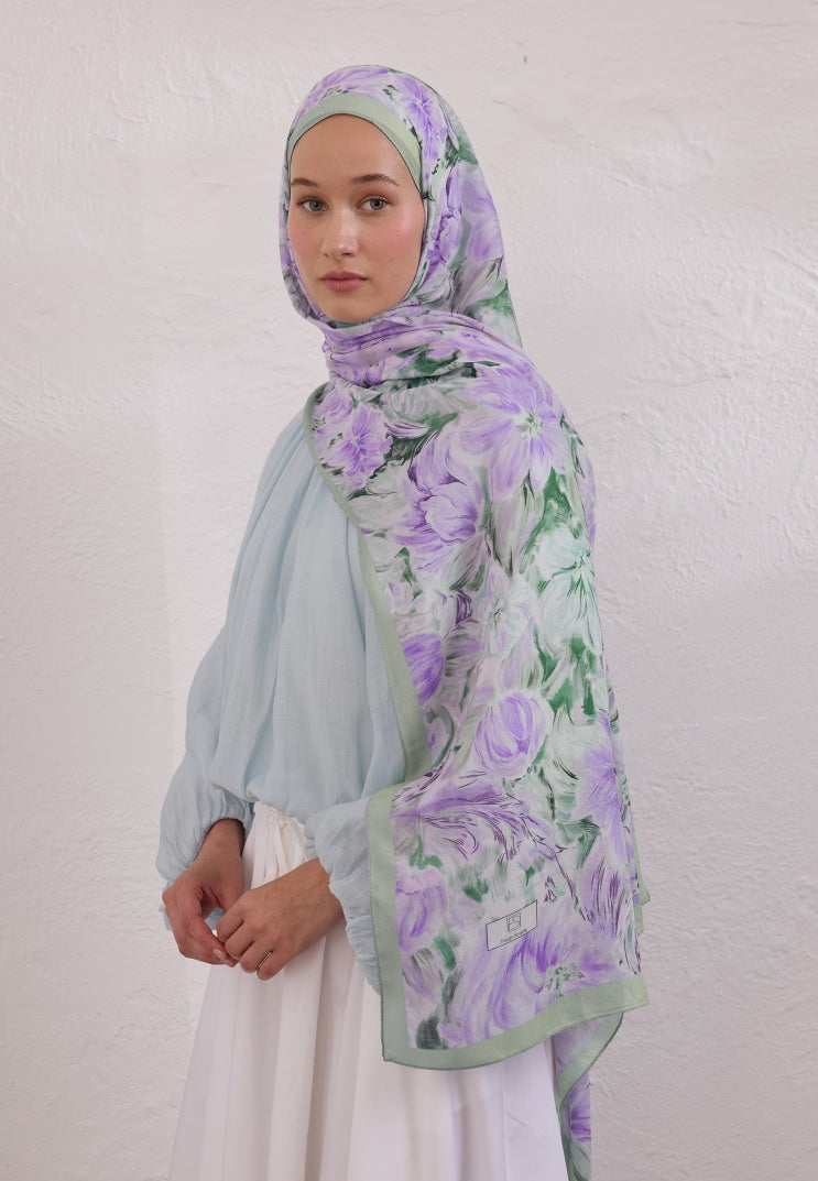 PURE FLORA PATTERN RAMI HIJAB MINT