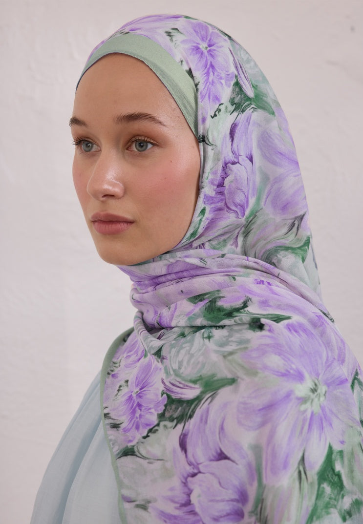 PURE FLORA PATTERN RAMI HIJAB MINT