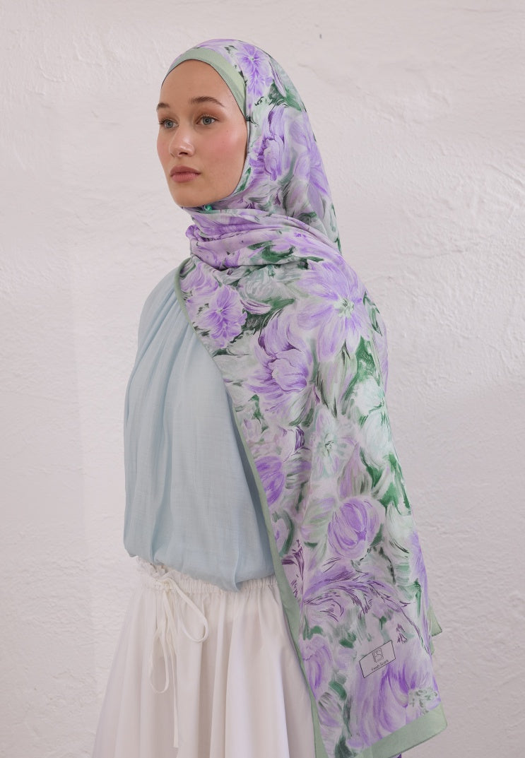 PURE FLORA PATTERN RAMI HIJAB MINT