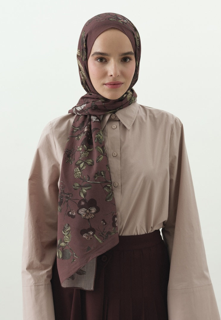 GISELE PATTERNED COTTON VISCOSE HIJAB DUSTY ROSE