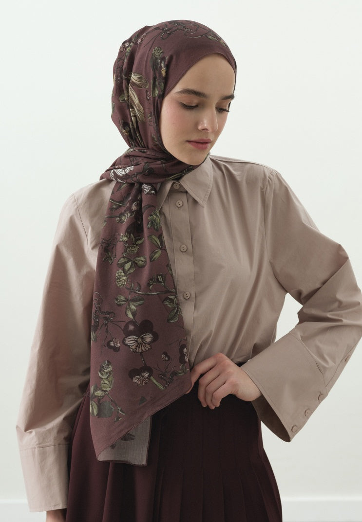 GISELE PATTERNED COTTON VISCOSE HIJAB DUSTY ROSE
