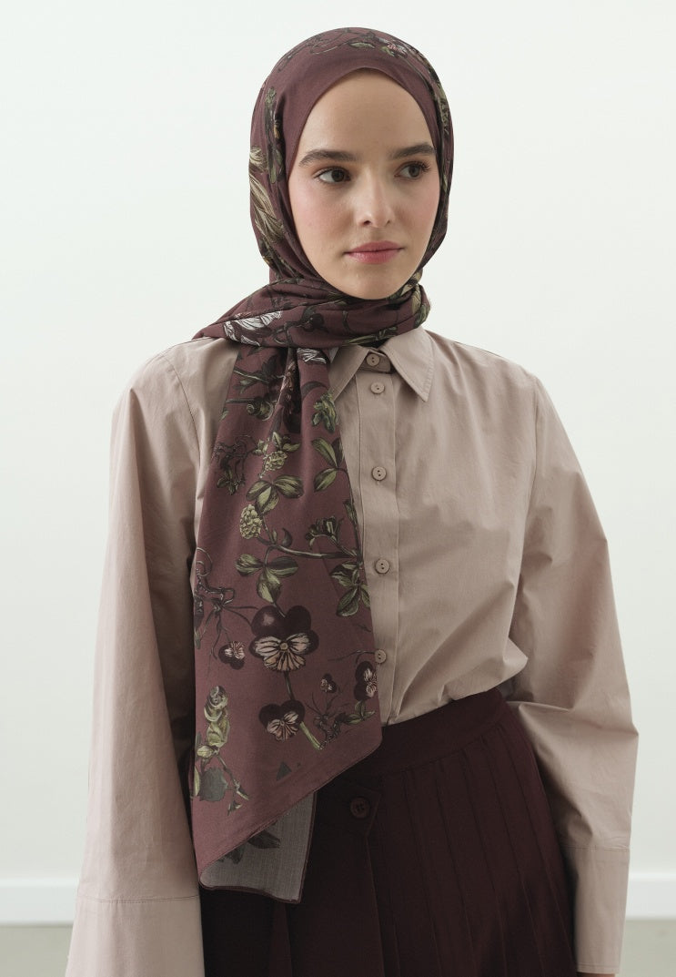 GISELE PATTERNED COTTON VISCOSE HIJAB DUSTY ROSE
