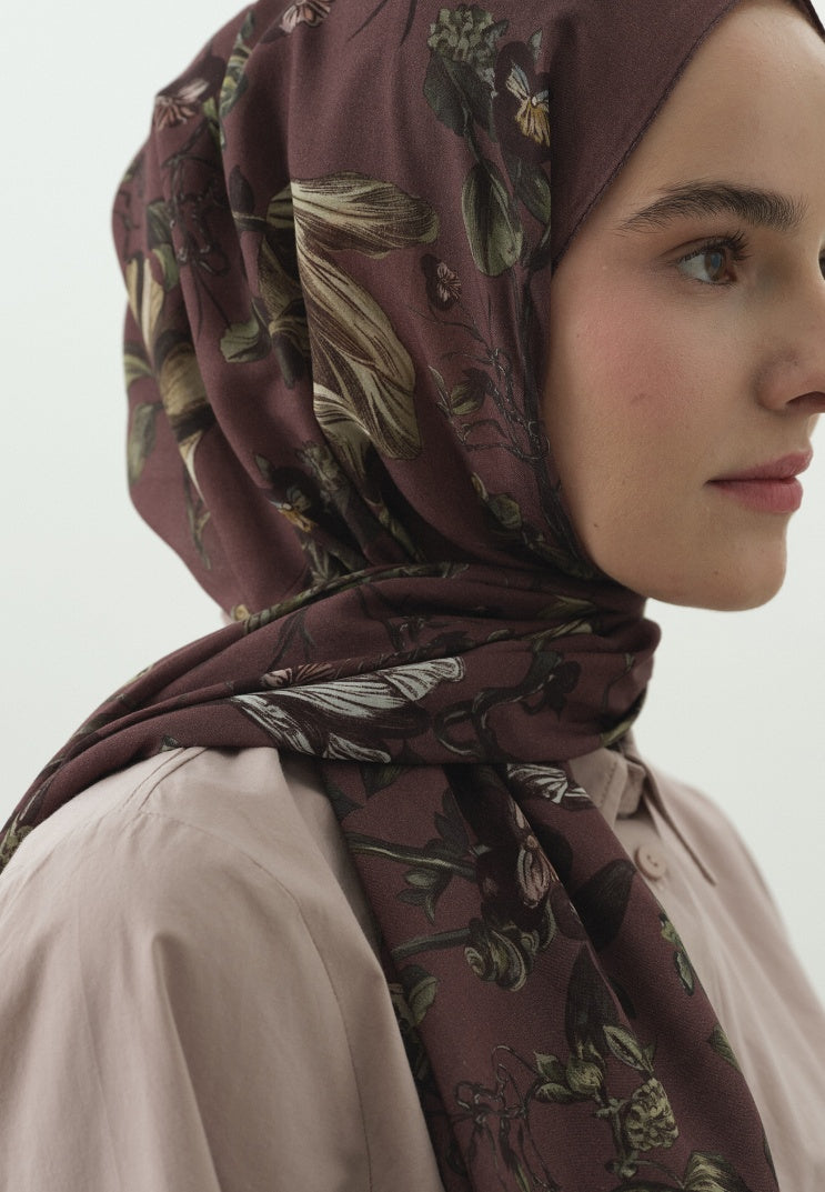 GISELE PATTERNED COTTON VISCOSE HIJAB DUSTY ROSE