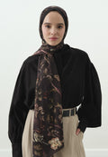 FLOWER RAIN PATTERNED COTTON VISCOSE HIJAB BROWN