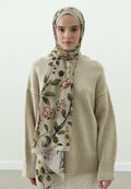 FLOWER RAIN PATTERNED COTTON VISCOSE HIJAB BEIGE