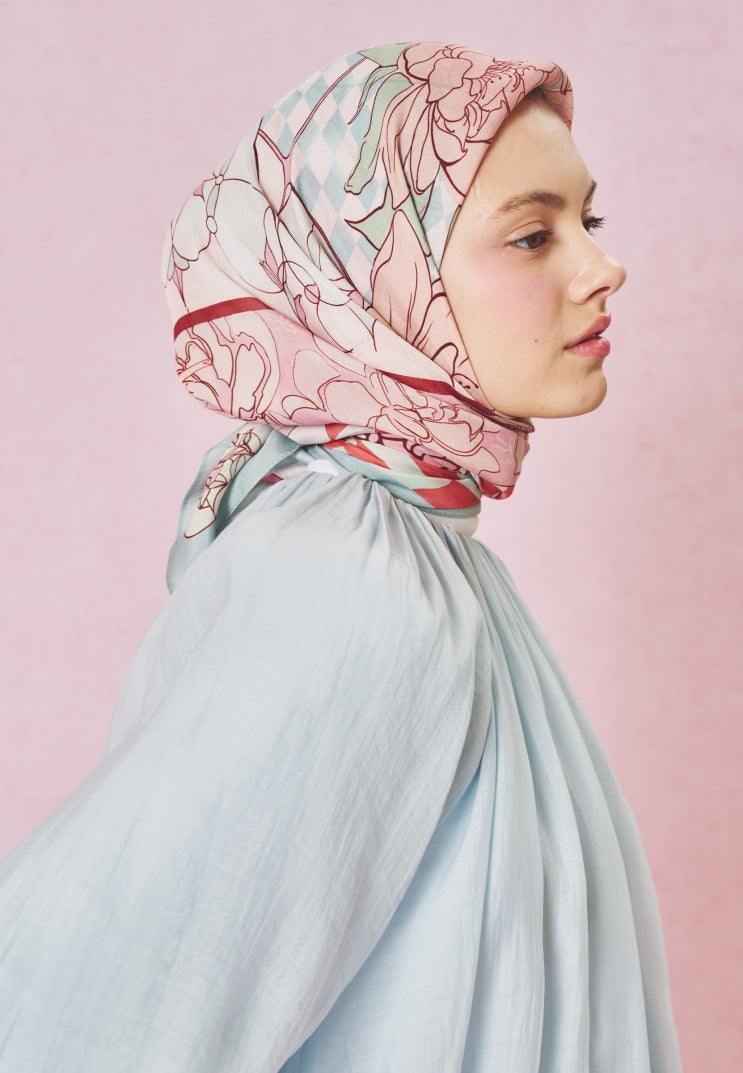 TALES OF LOVE PATTERNED FLOSS VISCOSE SCARF BLUSH