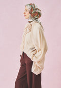 BEAUTY AND THE BEAST PATTERNED FLOSS VISCOSE SCARF CLAY BROWN