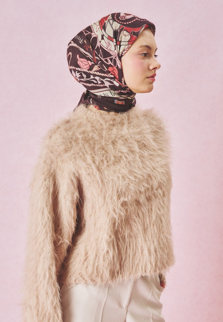 DREAMY SKIES PATTERNED FLOSS VISCOSE SCARF BURGUNDY