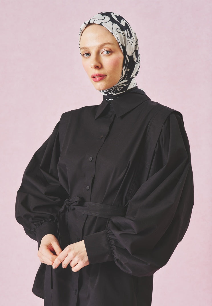 ETERNAL LOVE PATTERNED FLOSS VISCOSE SCARF BLACK