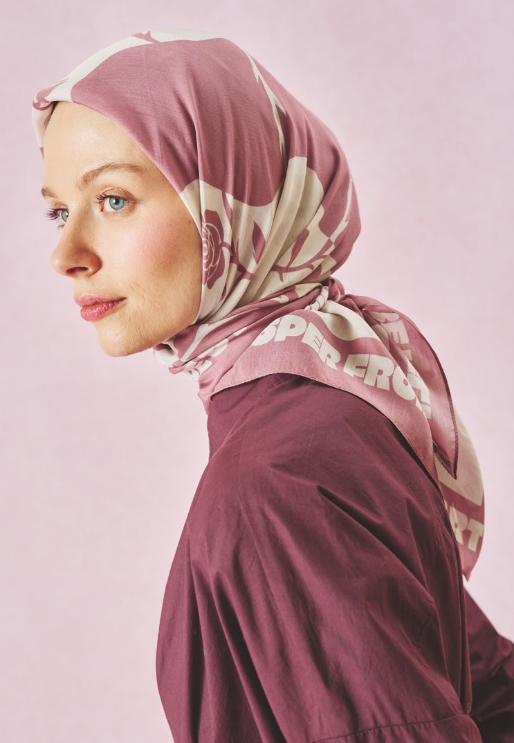 LOVE REVERIE PATTERNED FLOSS VISCOSE SCARF DREAMY PINK