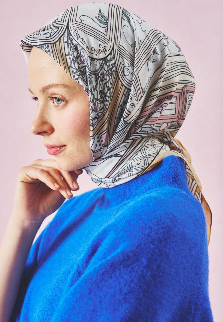 PRECIOUS PARADISE PATTERNED FLOSS VISCOSE SCARF PASTEL DREAM