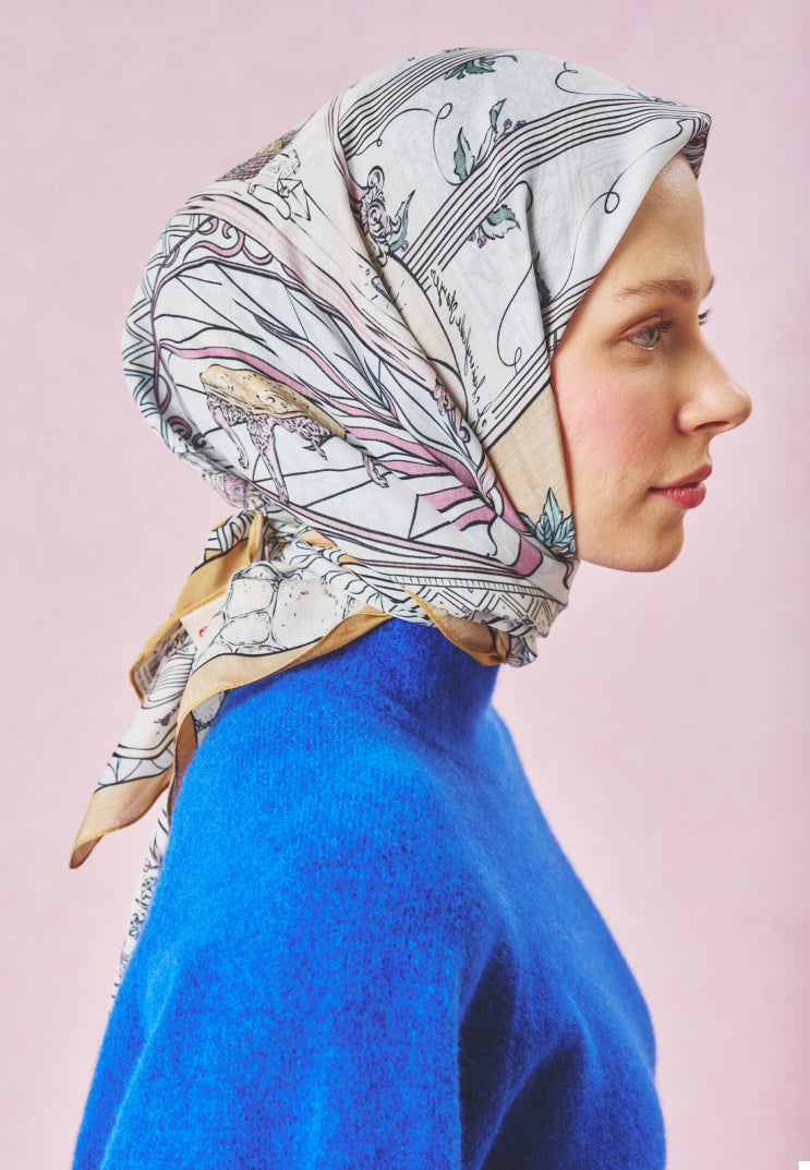PRECIOUS PARADISE PATTERNED FLOSS VISCOSE SCARF PASTEL DREAM