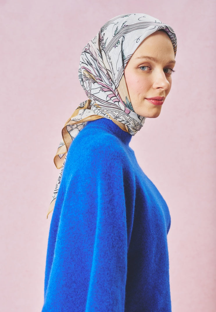PRECIOUS PARADISE PATTERNED FLOSS VISCOSE SCARF PASTEL DREAM