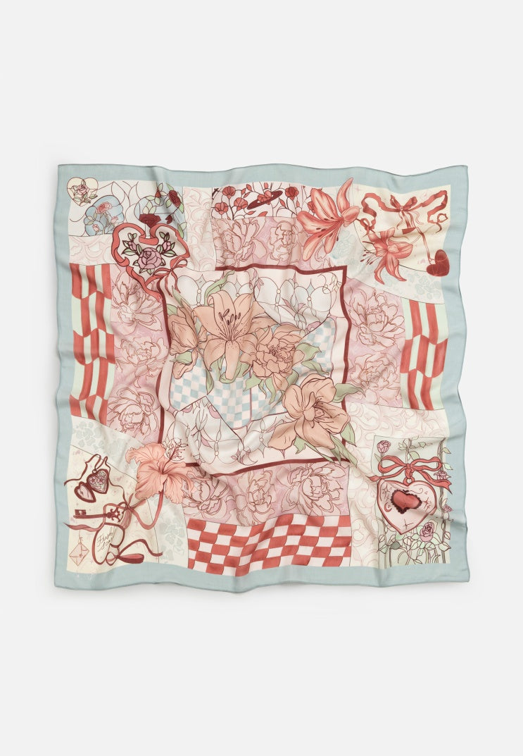 TALES OF LOVE PATTERNED FLOSS VISCOSE SCARF BLUSH