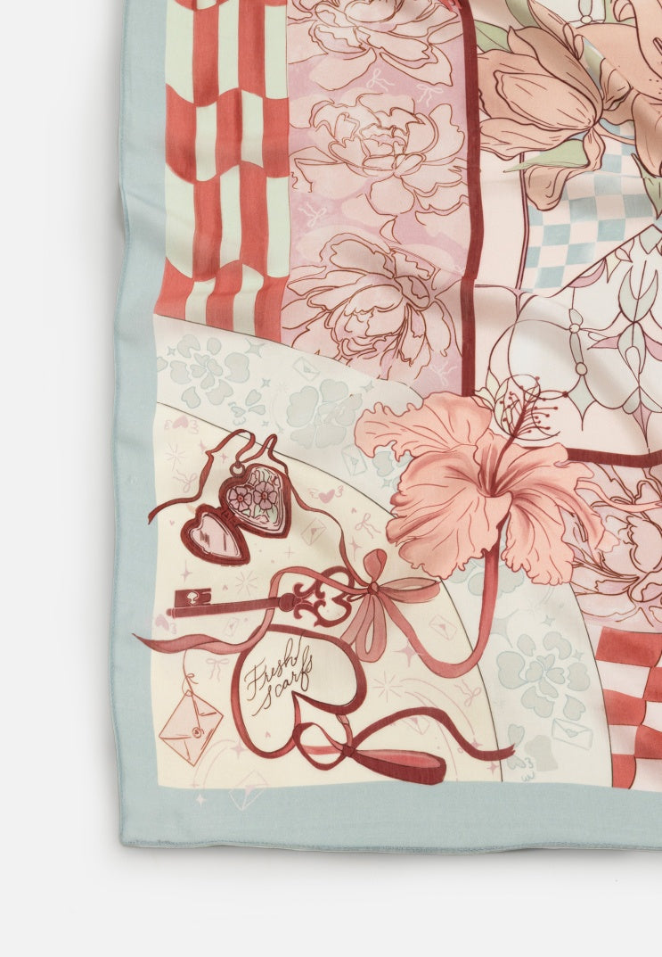 TALES OF LOVE PATTERNED FLOSS VISCOSE SCARF BLUSH