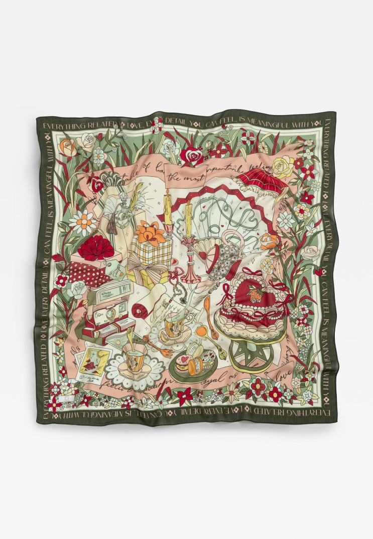 A CINDERELLA’S DREAM PATTERNED FLOSS VISCOSE SCARF FOREST