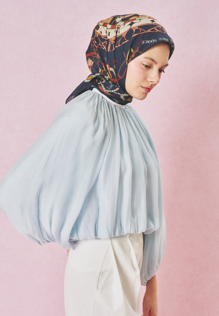 DREAMY SKIES PATTERNED FLOSS VISCOSE SCARF OCEAN MIST