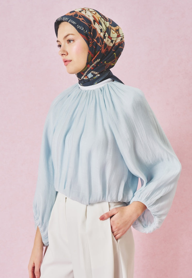DREAMY SKIES PATTERNED FLOSS VISCOSE SCARF OCEAN MIST