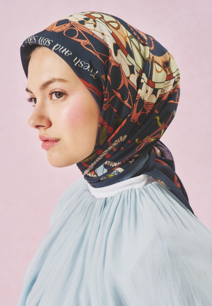 DREAMY SKIES PATTERNED FLOSS VISCOSE SCARF OCEAN MIST