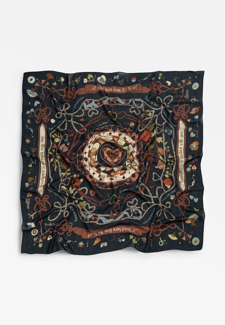 DREAMY SKIES PATTERNED FLOSS VISCOSE SCARF OCEAN MIST