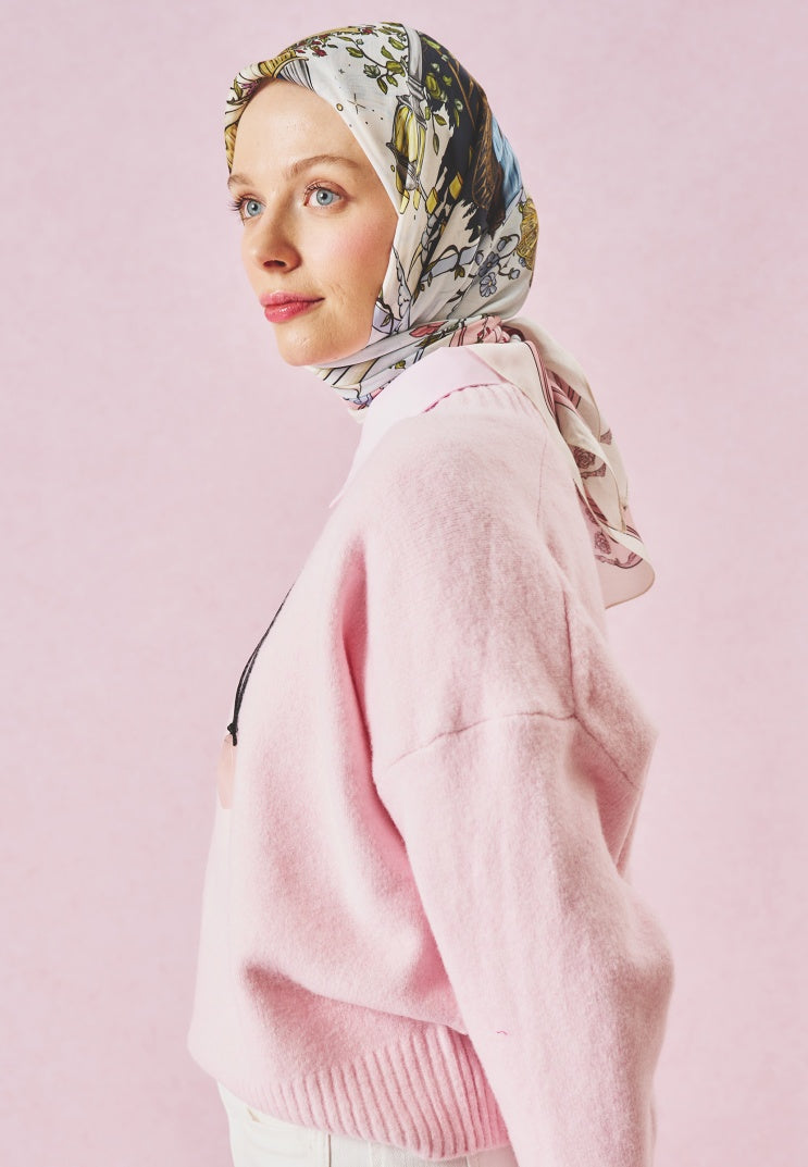 ENCHANTED MELODY PATTERNED FLOSS VISCOSE SCARF PASTEL DREAM