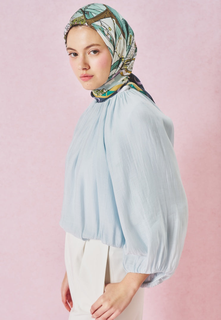 STARLIGHT HARMONY PATTERNED FLOSS VISCOSE SCARF OCEAN BLUE