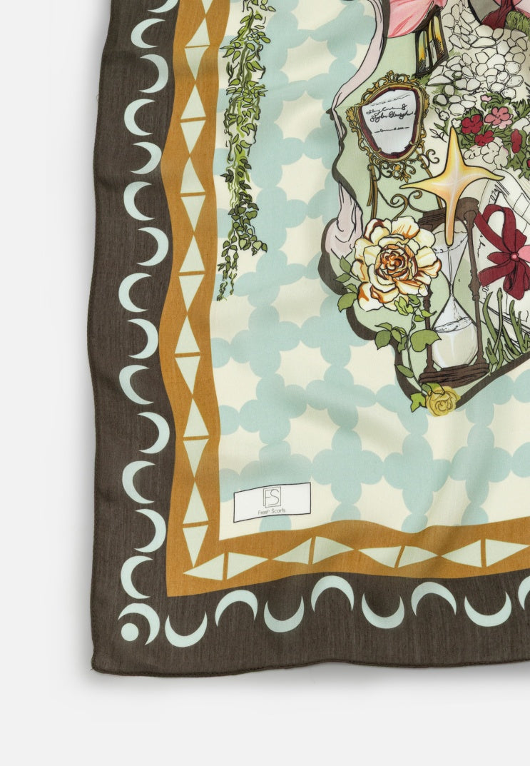 STARLIGHT HARMONY PATTERNED FLOSS VISCOSE SCARF SECRET FOREST