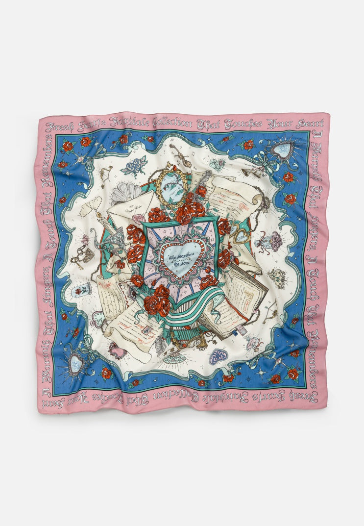 BEAUTY AND THE BEAST PATTERNED FLOSS VISCOSE SCARF DREAMY PINK