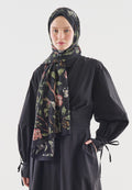FLOWER RAIN PATTERNED COTTON VISCOSE HIJAB BLACK