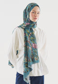 FLOWER RAIN PATTERNED COTTON VISCOSE HIJAB OCEAN