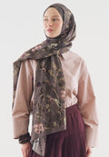 FLOWER RAIN PATTERNED COTTON VISCOSE HIJAB SMOKE GRAY