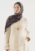 EVELYNE PATTERNED COTTON VISCOSE HIJAB BLACK