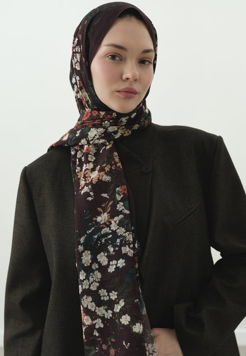 AVRIL PATTERNED COTTON VISCOSE HIJAB BARK