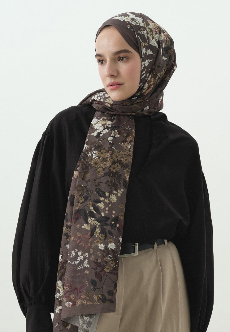 AVRIL PATTERNED COTTON VISCOSE HIJAB SMOKE GRAY