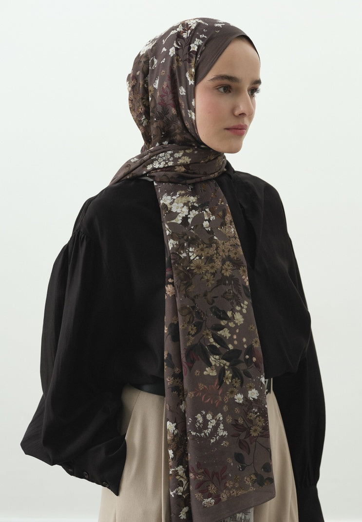 AVRIL PATTERNED COTTON VISCOSE HIJAB SMOKE GRAY