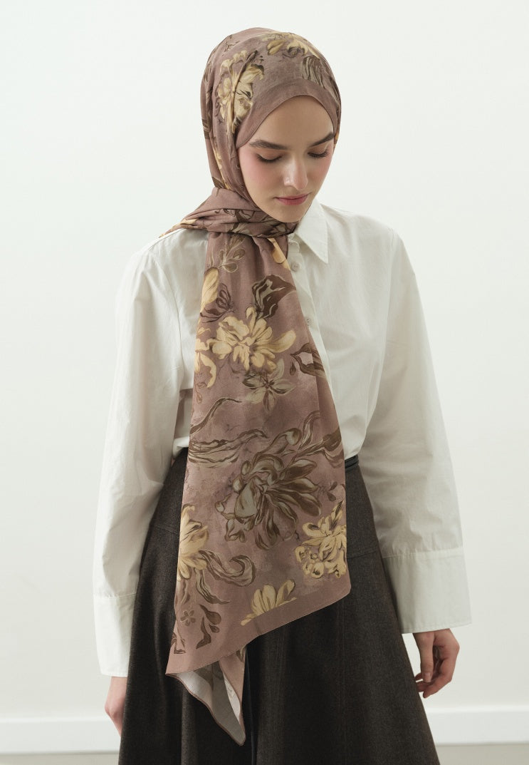NORAH PATTERNED COTTON VISCOSE HIJAB DUSTY ROSE