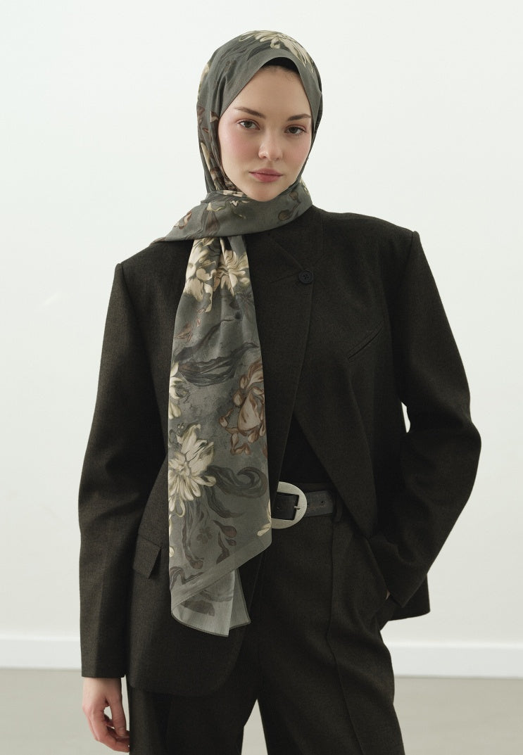 NORAH PATTERNED COTTON VISCOSE HIJAB MINT GREEN
