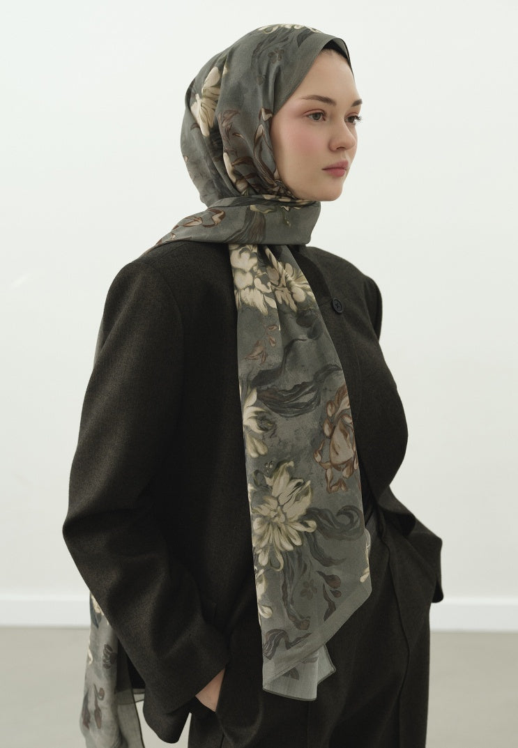 NORAH PATTERNED COTTON VISCOSE HIJAB MINT GREEN