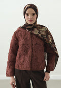 SWEET VANILLA PATTERNED COTTON VISCOSE HIJAB DARK BURGUNDY