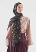 TINY BLOOMS PATTERNED COTTON VISCOSE HIJAB DARK BROWN