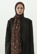 TINY BLOOMS PATTERNED COTTON VISCOSE HIJAB WARM BROWN