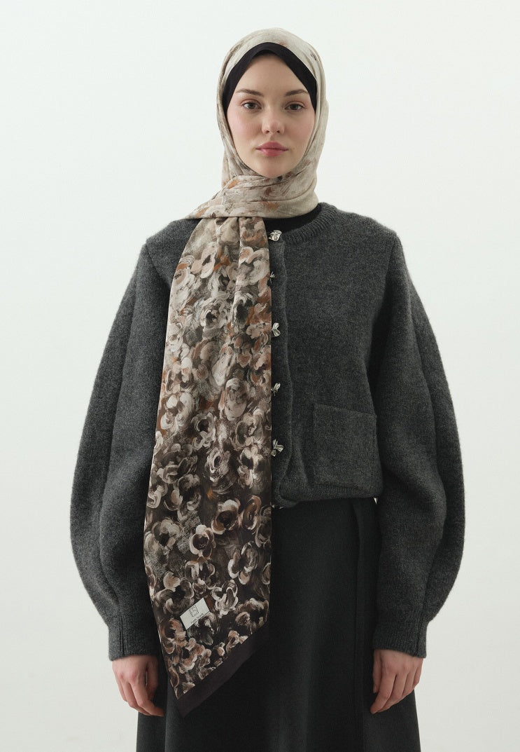 PEARLIE PATTERNED COTTON VISCOSE HIJAB BLACK