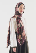 ROSINE PATTERNED COTTON VISCOSE HIJAB BURGUNDY