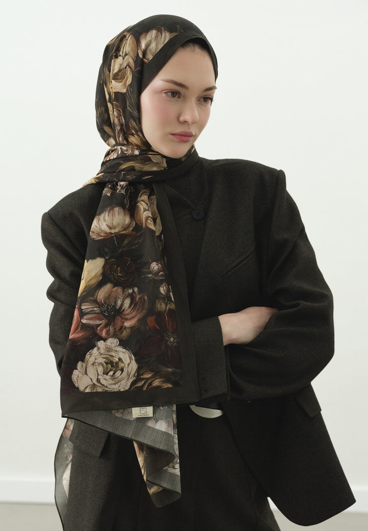 ROSINE PATTERNED COTTON VISCOSE HIJAB GREEN