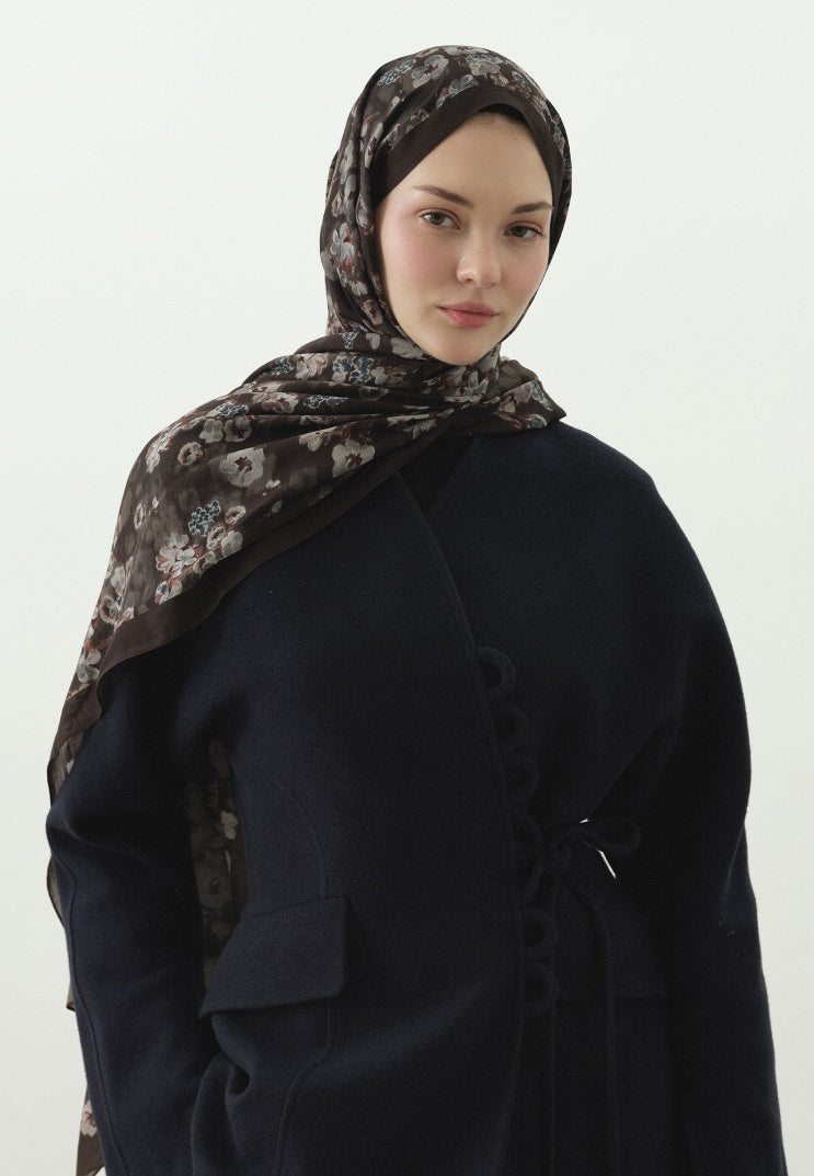SECRET PEARL PATTERNED COTTON VISCOSE HIJAB DUSTY BROWN