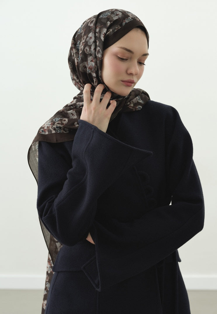 SECRET PEARL PATTERNED COTTON VISCOSE HIJAB DUSTY BROWN