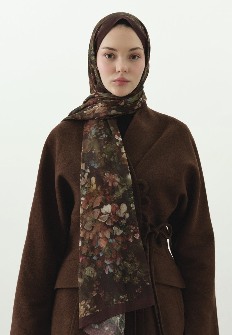 DARK BEAUTY PATTERNED COTTON VISCOSE HIJAB BURGUNDY