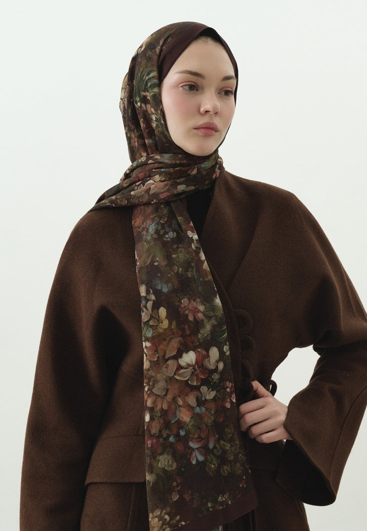 DARK BEAUTY PATTERNED COTTON VISCOSE HIJAB BURGUNDY