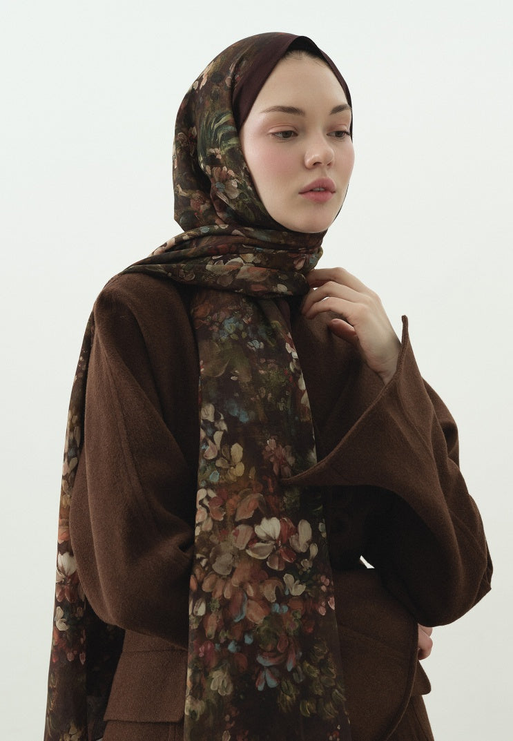 DARK BEAUTY PATTERNED COTTON VISCOSE HIJAB BURGUNDY